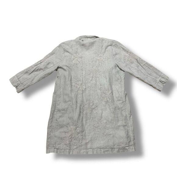Johnny Was Sadie Heavy Linen Coat Gray Women’s Open Front Long Jacket Size M/L - Picture 2 of 14
